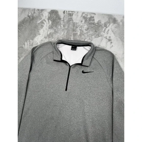 Nike Dri-Fit 1/4 Pullover Sweatshirt Mens XXLT 2XL Tall Gray Thermal Jacket - Picture 3 of 9